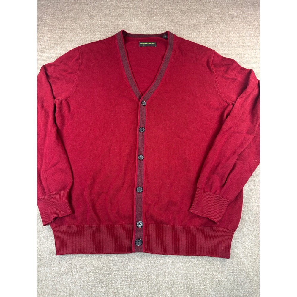 John Bartlett Consensus Mens Red Cotton V-Neck Button Front Cardigan Sweater M